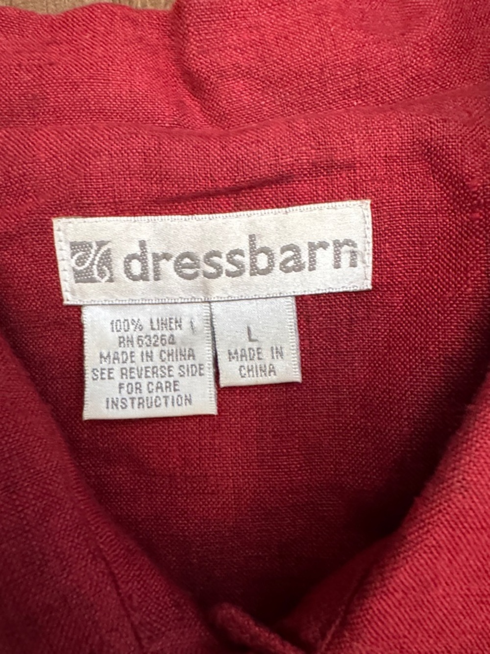 dressbarn burgundy 100% Linen-Blend Button Down Shirt - Picture 2 of 10